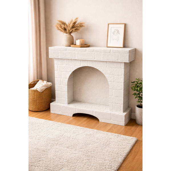 Prigo Kiremit Dokulu Baskılı Karton Şömine